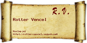 Rotter Vencel névjegykártya